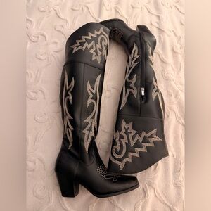 Black Knee High Cowboy Cowgirl Boots Size 6